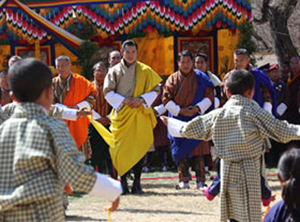 The King of Bhutan with the children